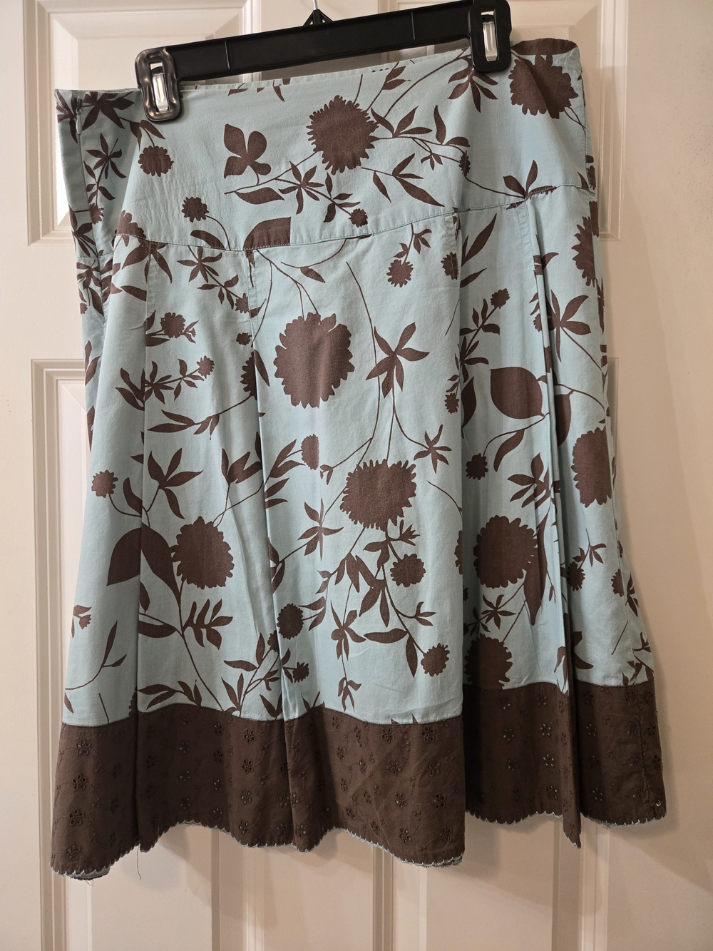 Merona A-Line Floral Skirt in Light Blue and Brown